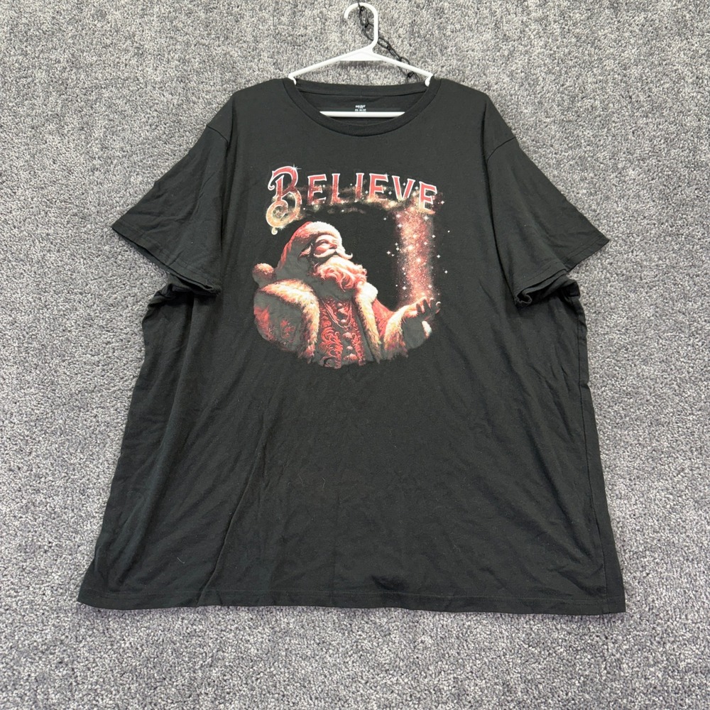 Holiday Time T Shirt Mens 3XL Black Santa Believe Tee